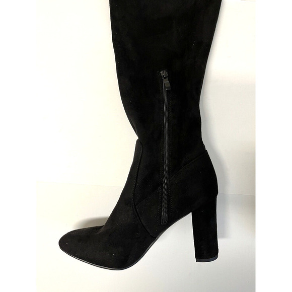 Top Moda Black Suede Over the Knees Boots Sz 7 M Black NEW - Picture 8 of 11